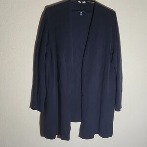 Talbots Sweater Cardigan Womens Size 2X Navy Blue Long Pockets
